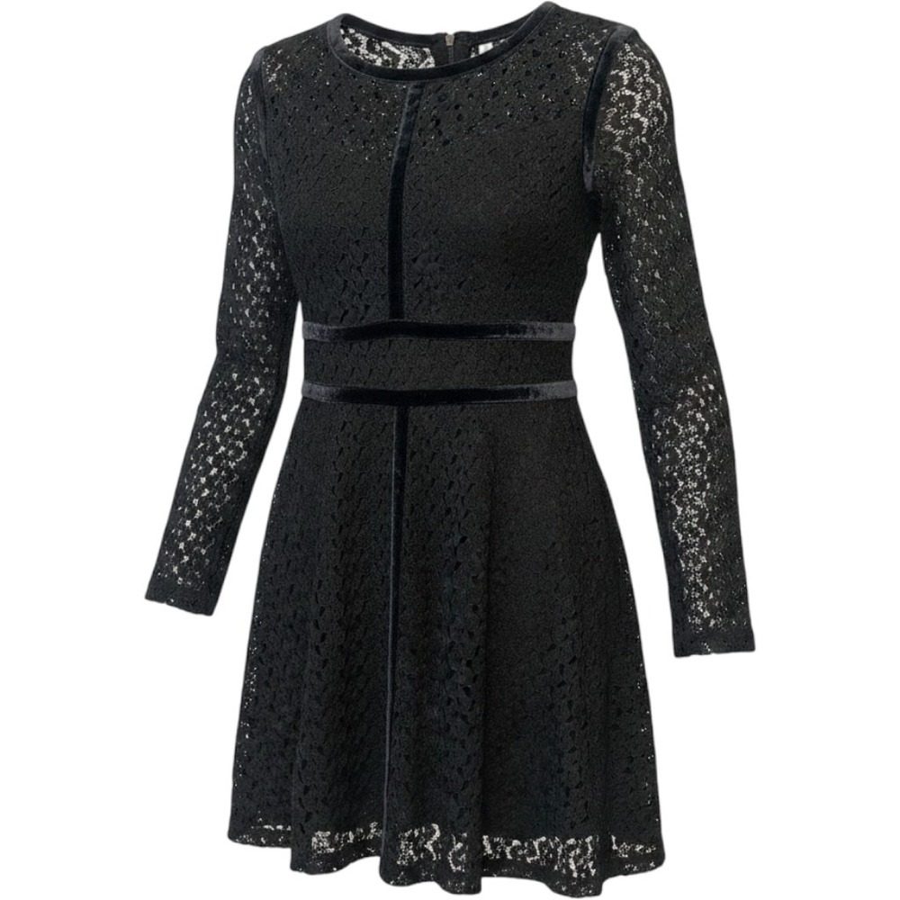 Xhilaration  Sz. SM Black Lace & Velvet Mini Dress Goth Whimsigoth Witchy